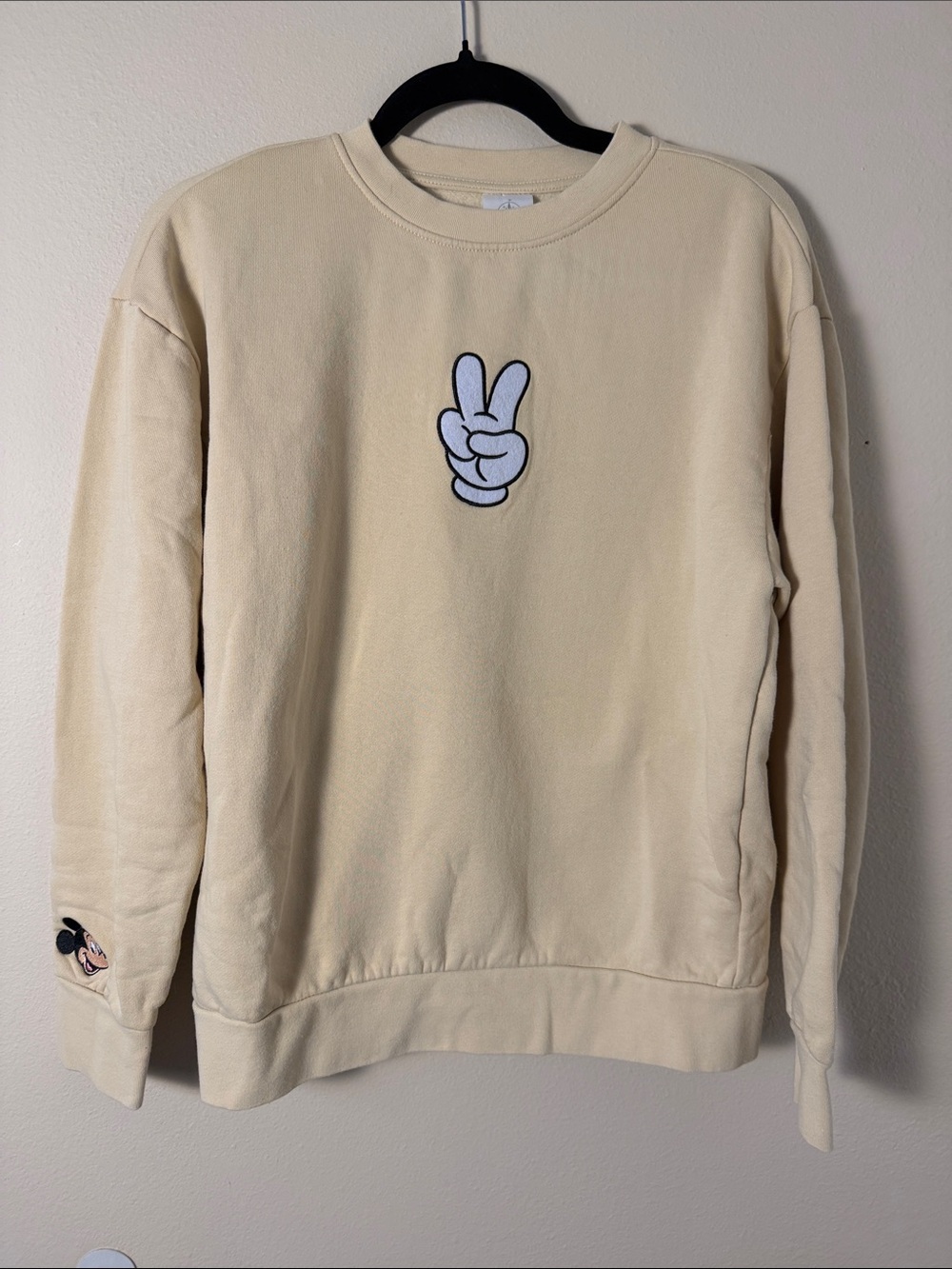Disney Mickey Mouse Peace Sign Pullover Sweatshirt Size S